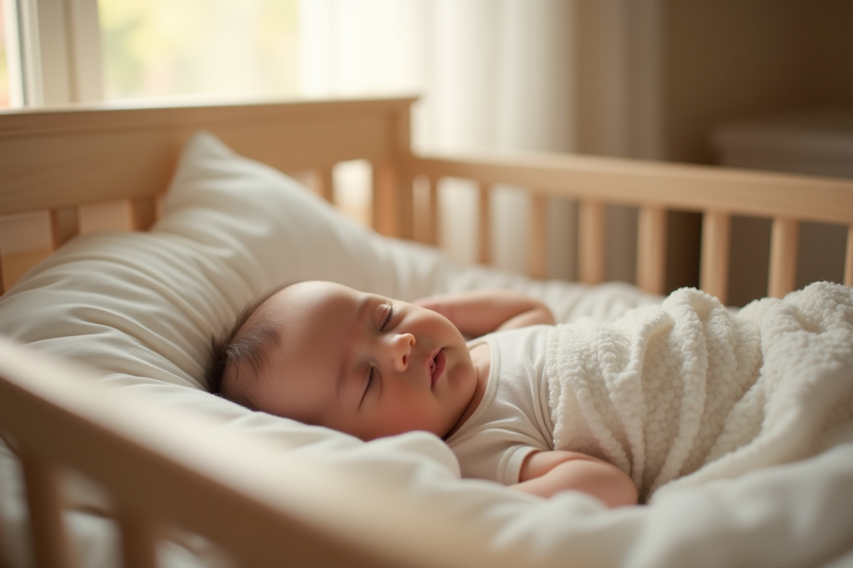 Bébé endormi paisiblement dans un berceau douillet