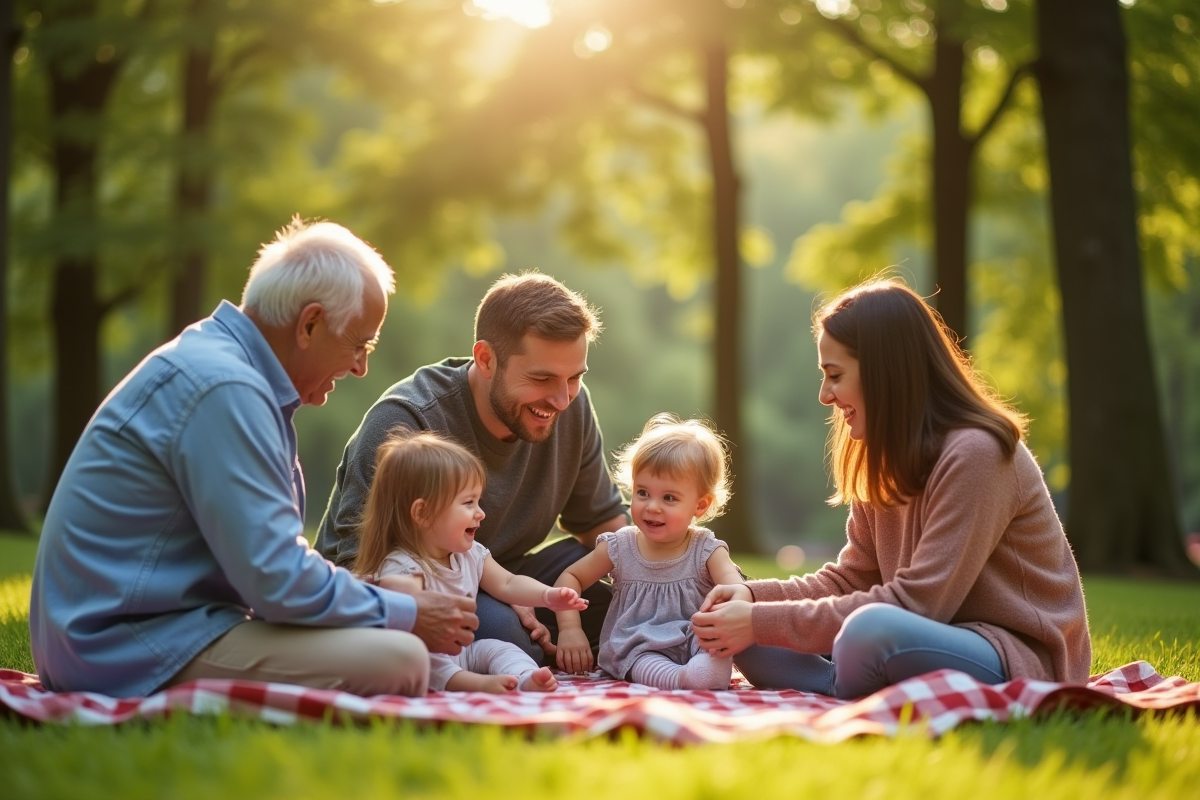 Famille multigeneration profitant d
