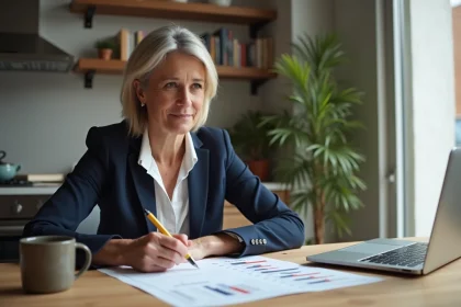 Femme en blazer bleu &eacute;tudie statistiques de divorce en France