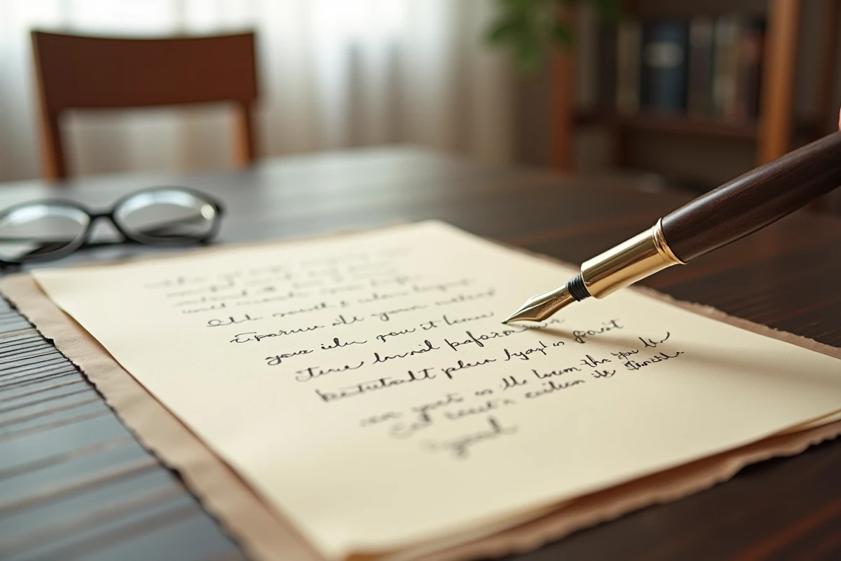 Gros plan d'une lettre manuscrite destinée au juge aux affaires familiales avec des corrections visibles