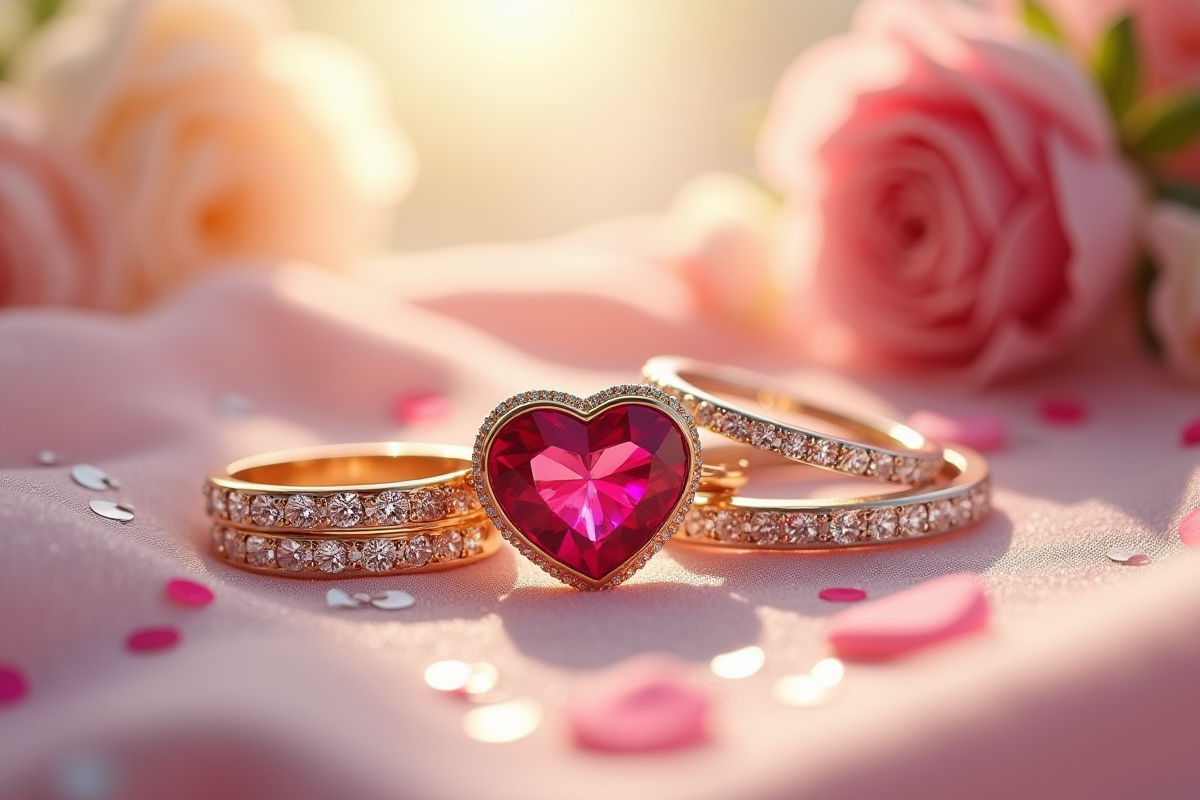 Objets symboliques d anniversaire en or argent rubis et diamant