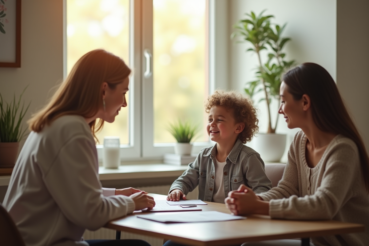 Psychologue pour enfants dans un bureau accueillant et lumineux