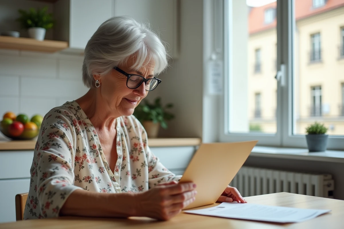 Femme senior consultant son acte de naissance reçu par courrier après une démarche administrative à Nantes